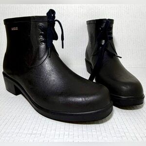 Aigle Black Miss Juliette Bottillon Lace Up rubber boots from Anthropologie